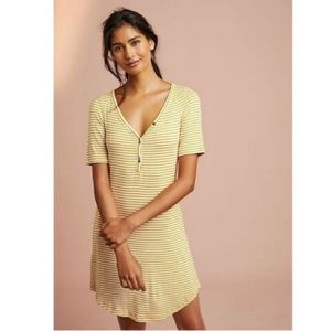 Anthropologie Pure + Good yellow stripe tee dress